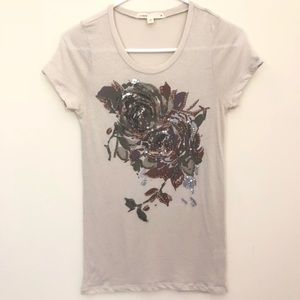 J. Crew | sparkling sequin rose floral graphic tee